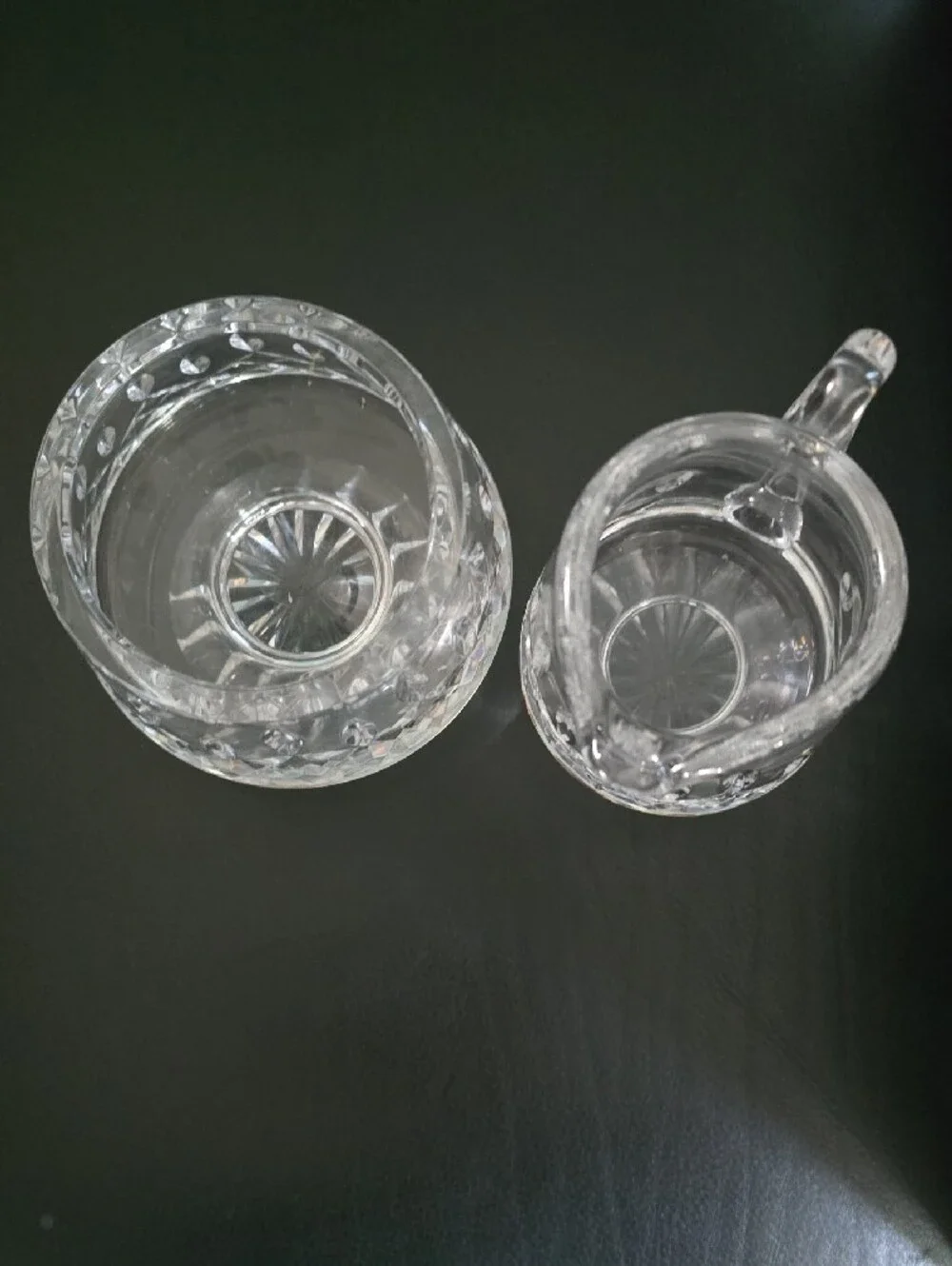 Marked Waterford Crystal Lismore Footed Cream and Sugar Bowl Retired